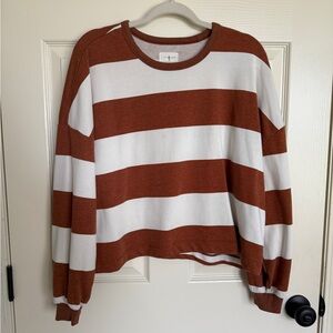 Lou & Grey Brown and White Striped Sweater